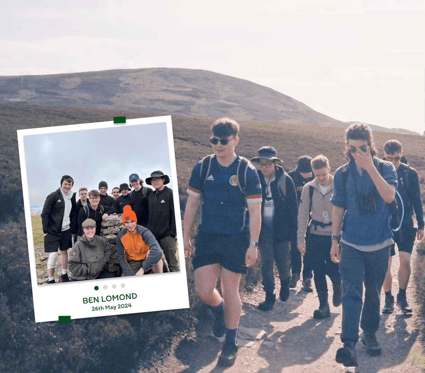 Friends climbing a munro