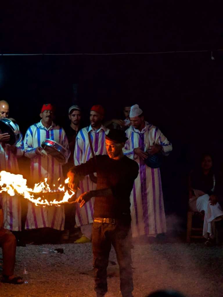 fire show in the agafay desert