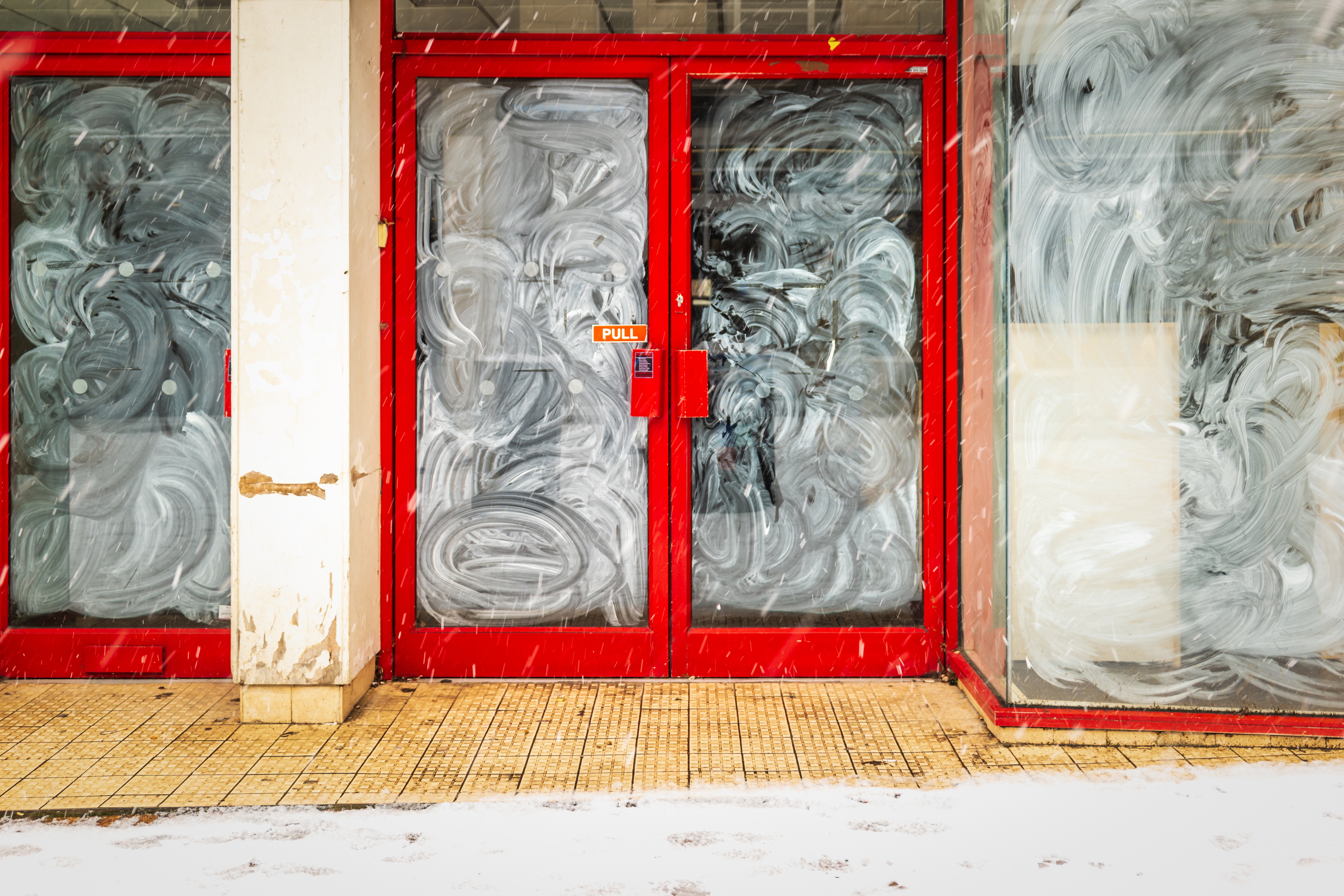 storefront glass washed under construction