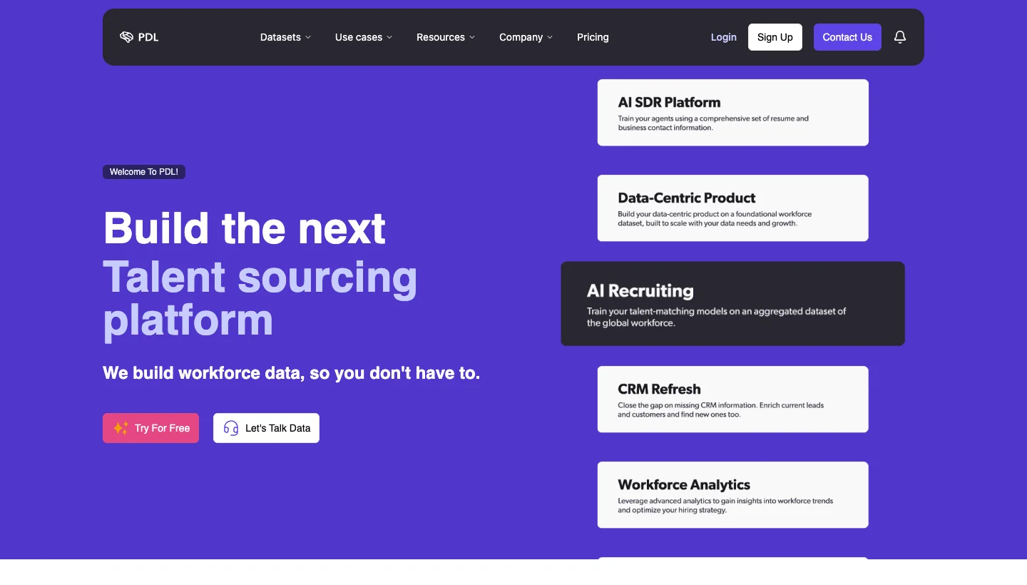 People Data Labs homepage: B2B data via API for developers and data teams
