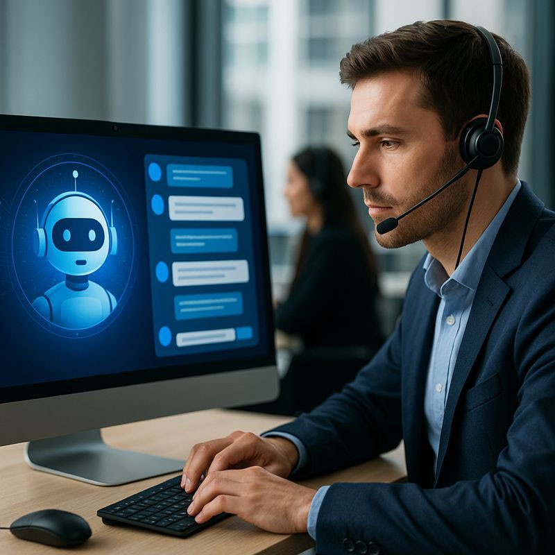 Illustration zu einem strukturierten Support-Team aus Mensch und KI