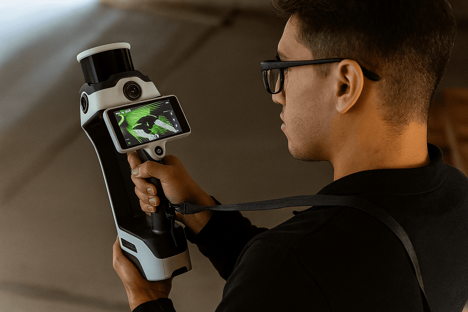 Architect Preparing 3D Scanner