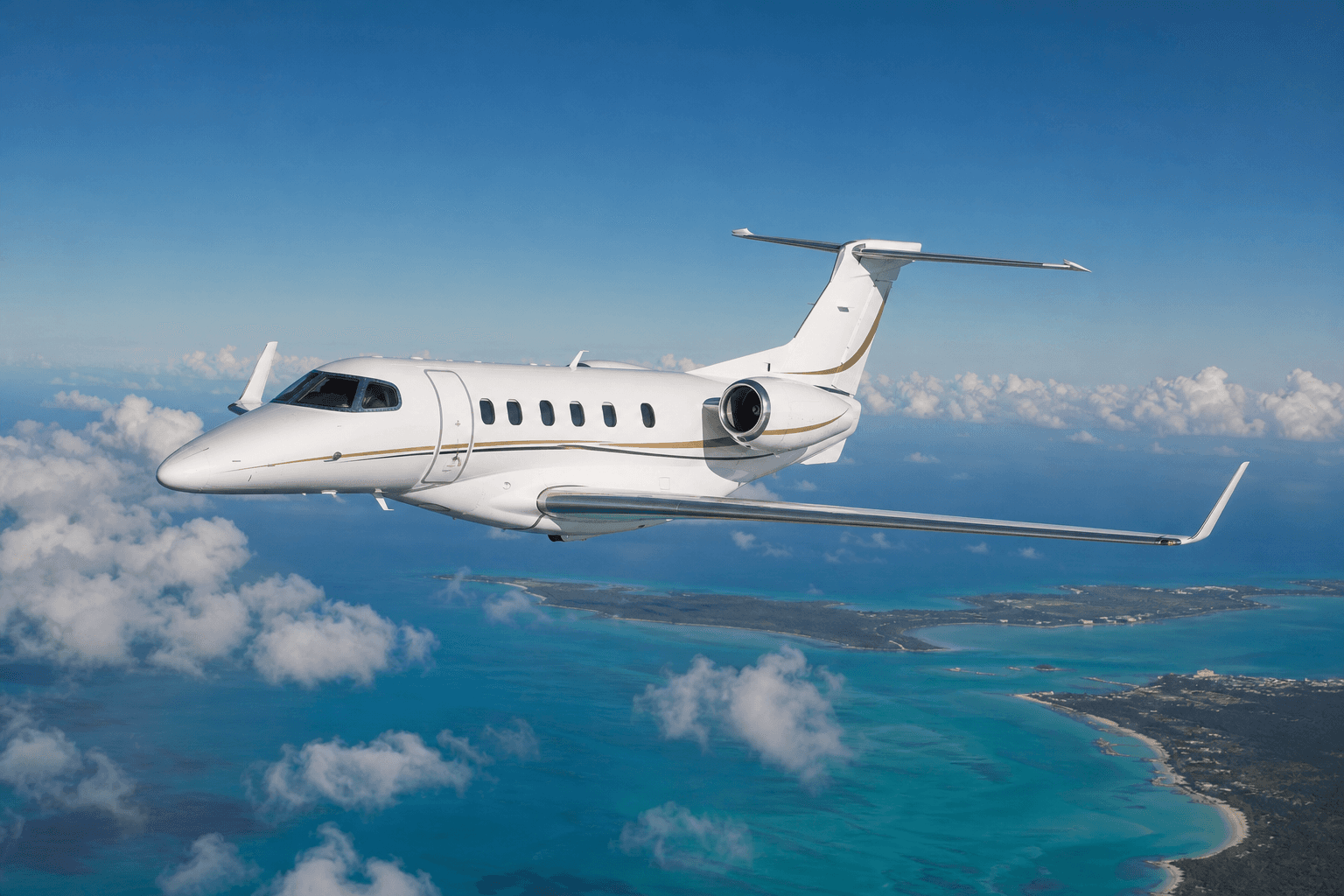 Embraer Phenom 300E in flight