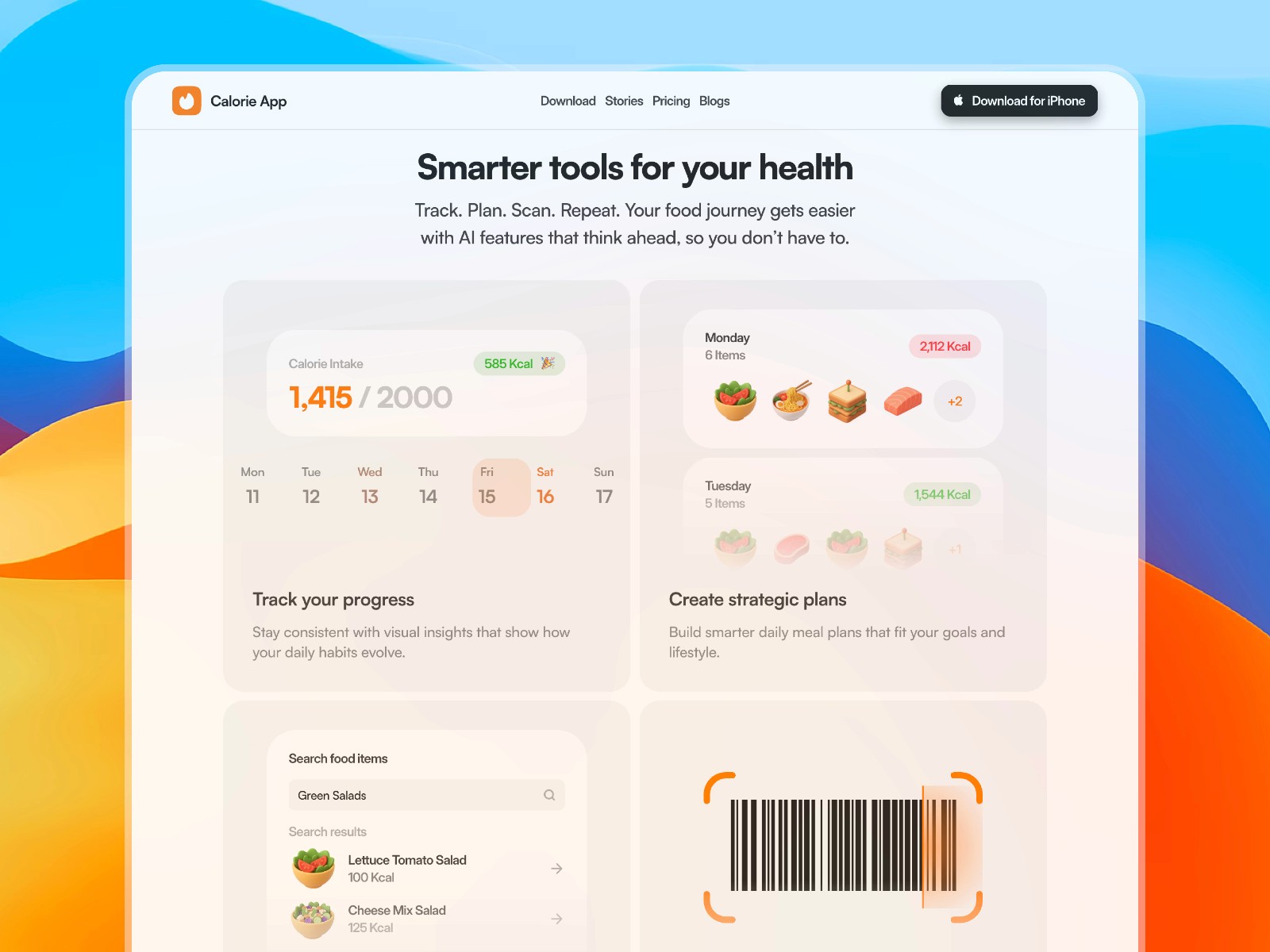 Calories — 专业动效 AI 产品官网设计灵感