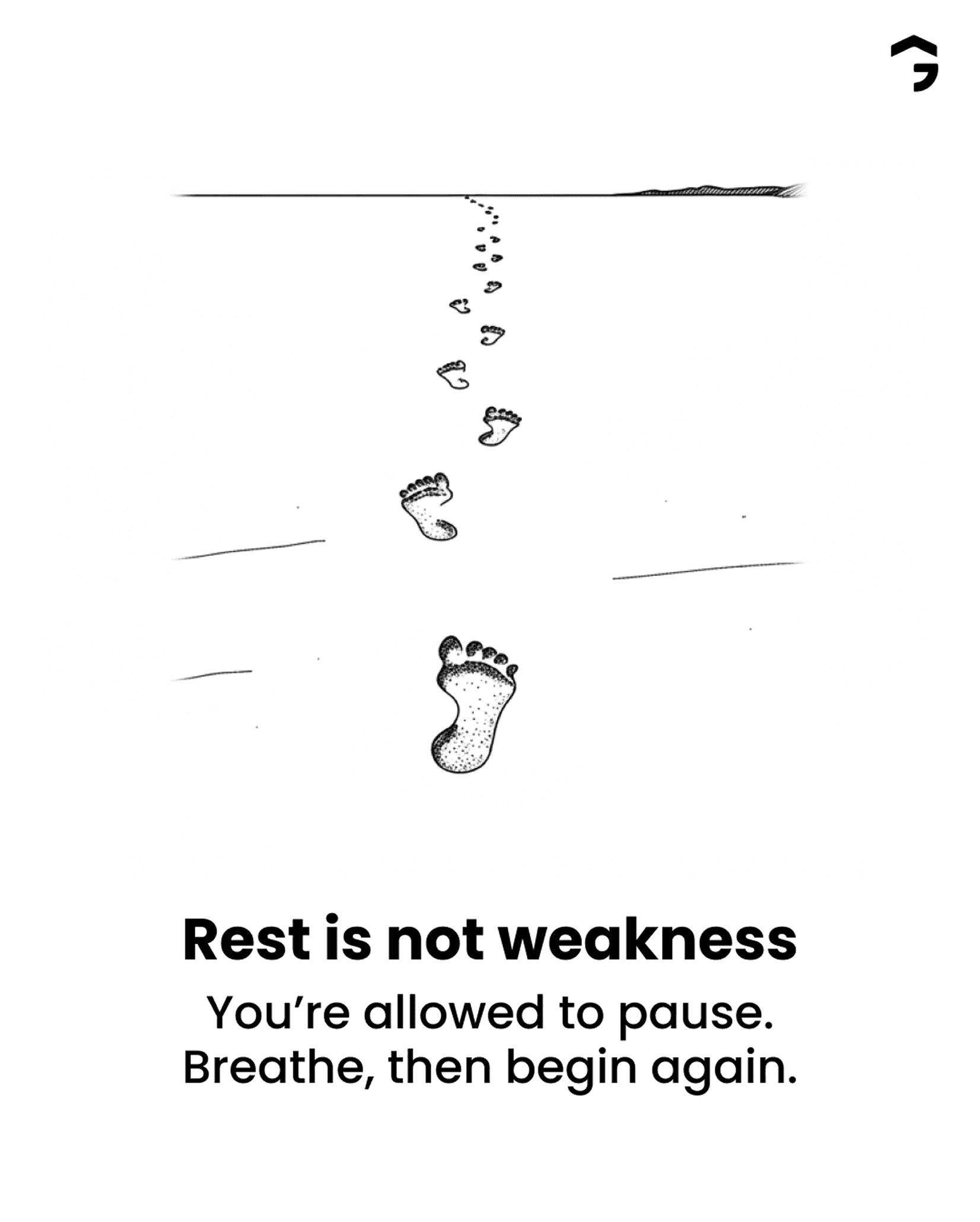 Illustrated footsteps symbolizing rest and renewal