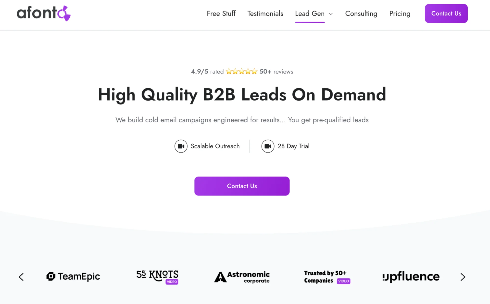 Afonto homepage: sales systems consultancy and outbound automation