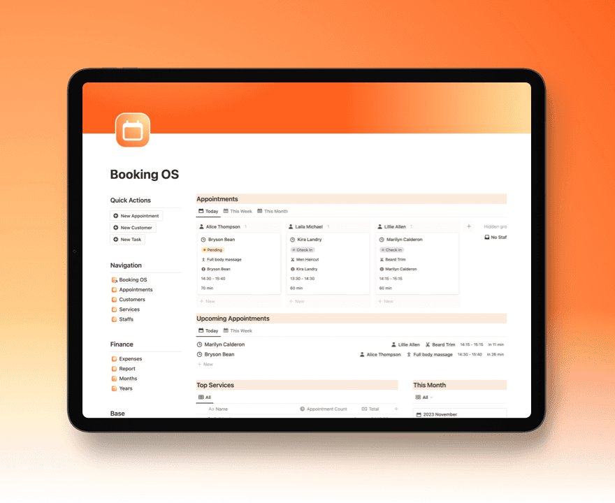 Notion Booking OS - Appointment Booking Schedule Management