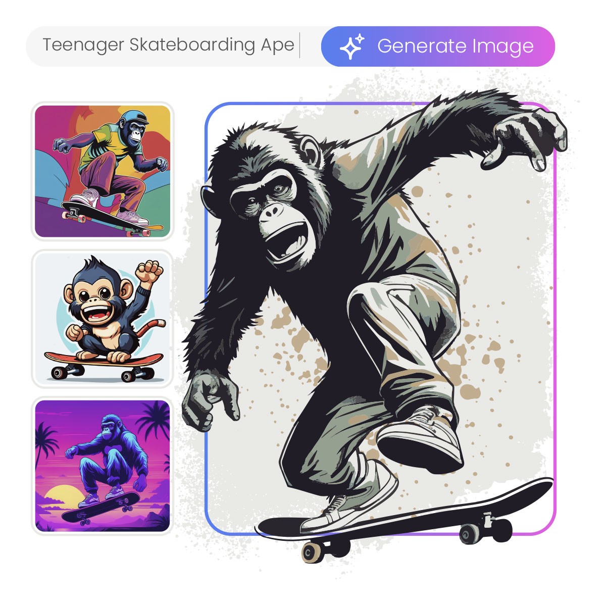 Preview of the ai image generator creating a new design based on the prompt
