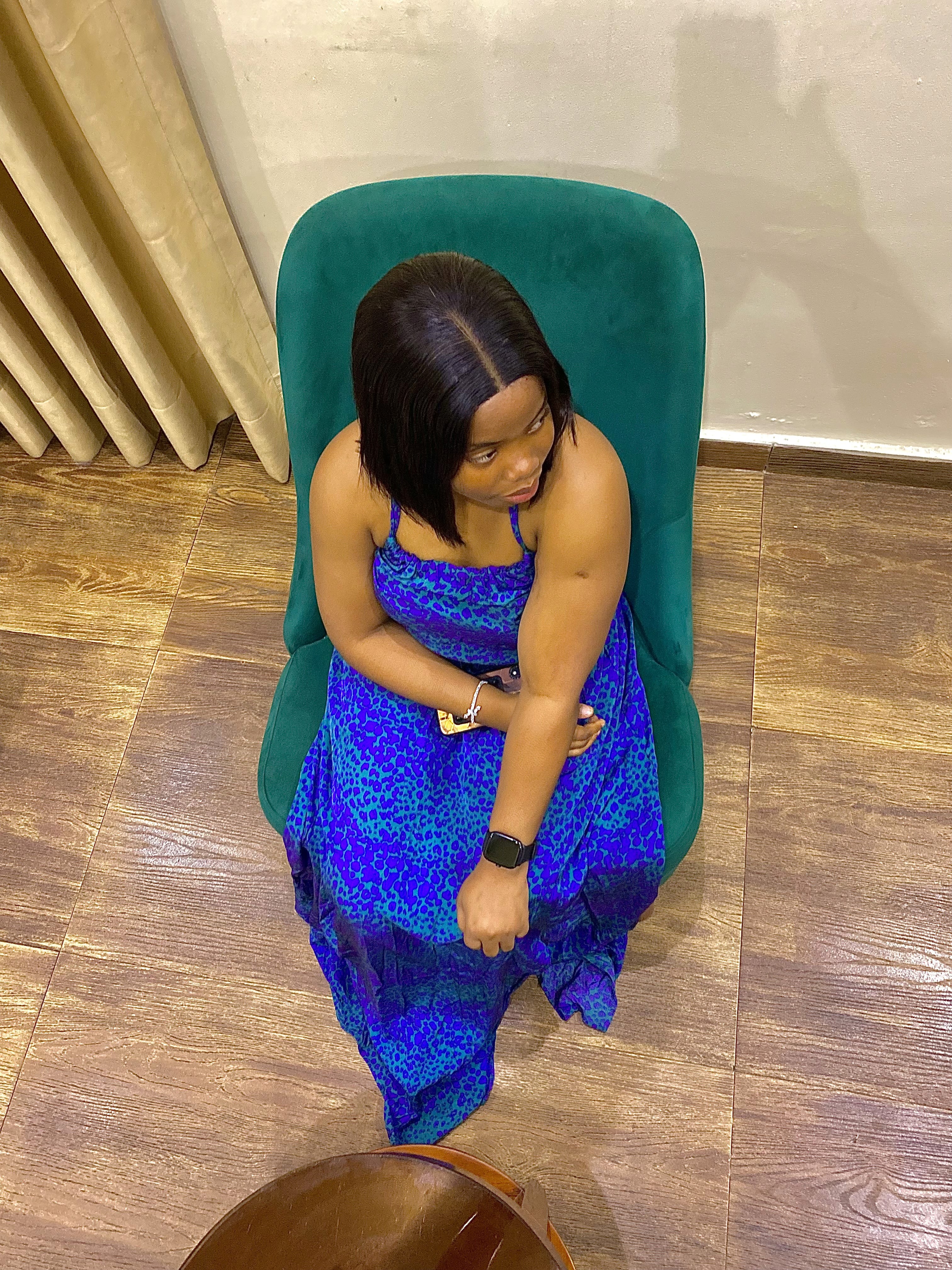 Top down view of girl sitting