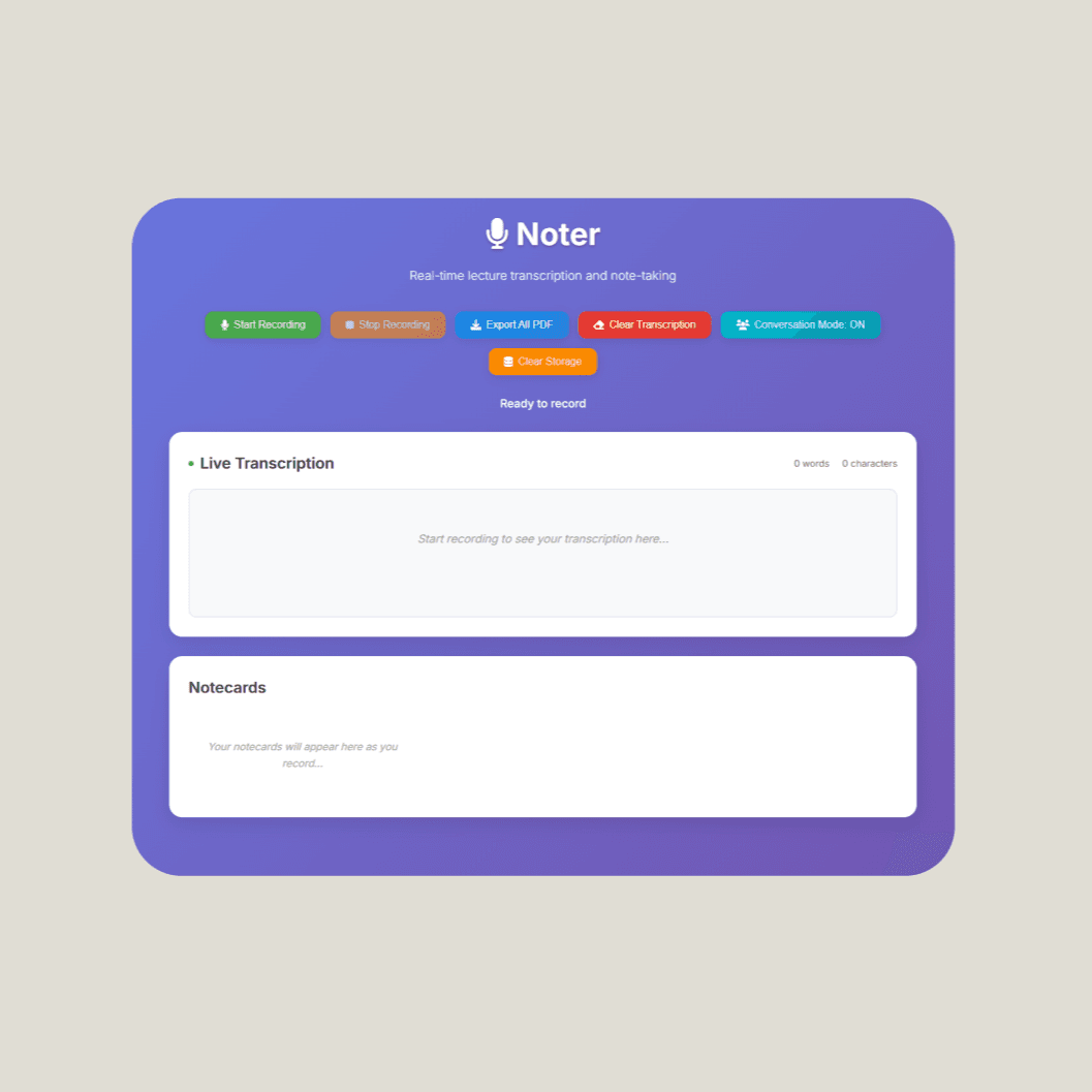 Noter speech-to-notecard transcription app