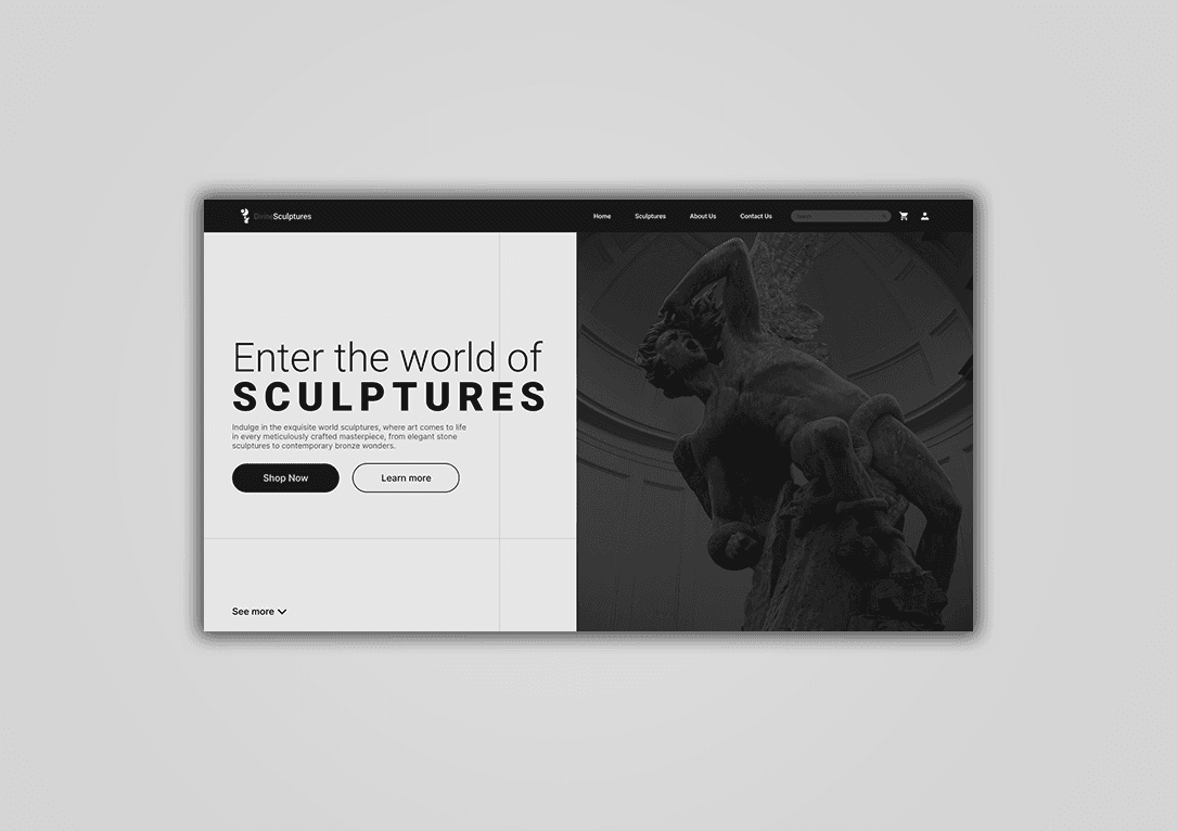 sculpture website homepage section