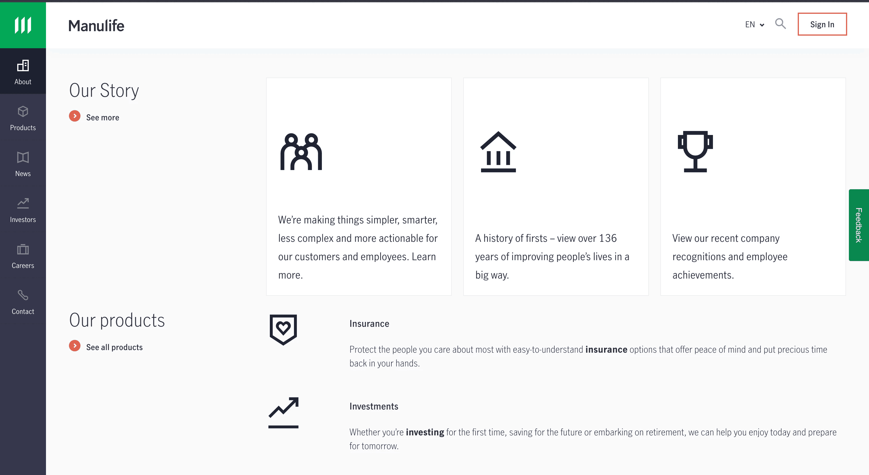 Manulife.com Landing page 