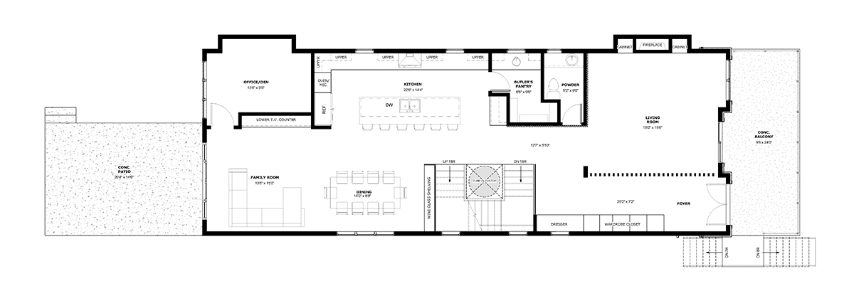 Main level floorplan — Residence East, Modern Infill Collection