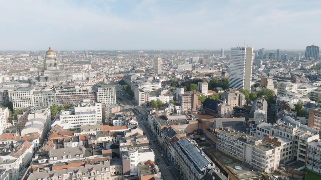 Drone shot of Brussels' city