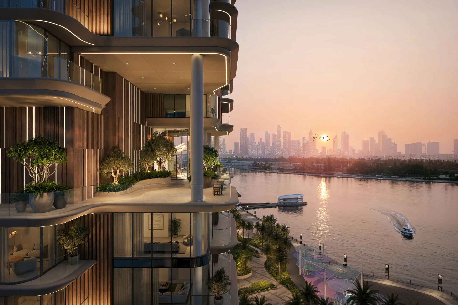 Scenic beachfront apartments at the bay, featuring contemporary architecture and picturesque views of the coastline.