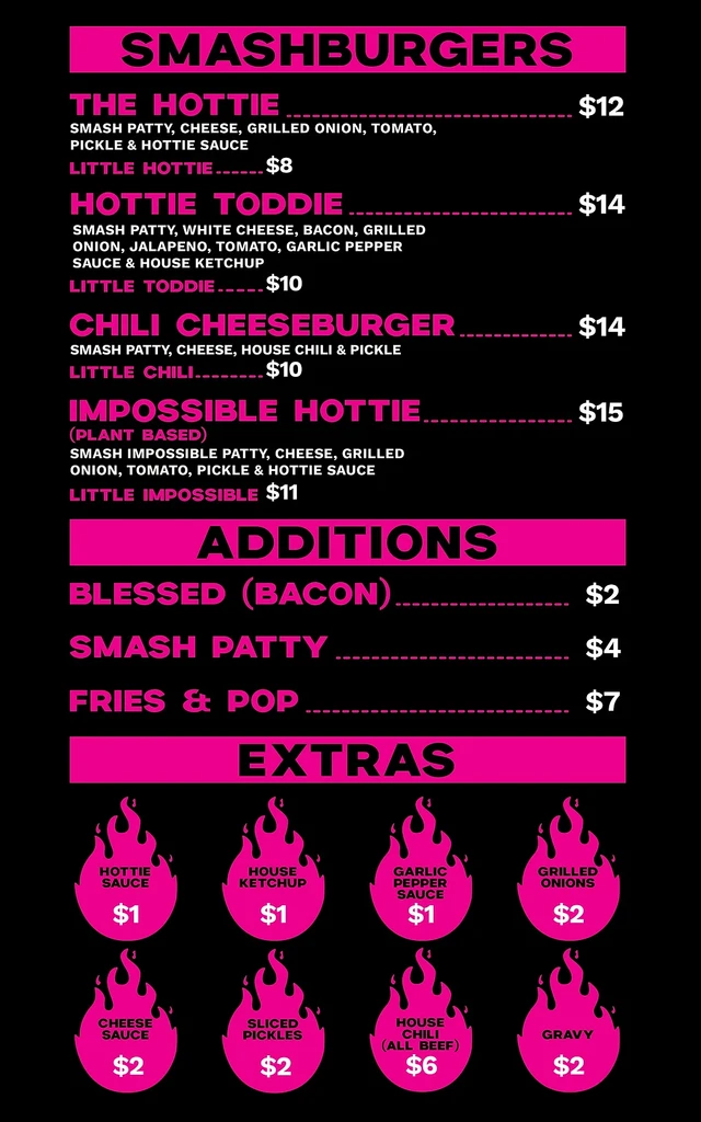 Hotties Smashburgers | Burgers | Menu