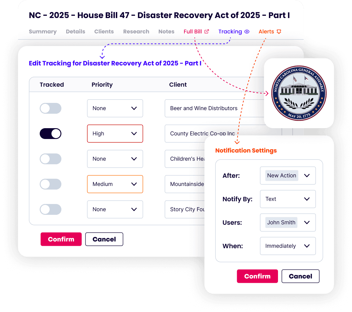 Full bill with tracking and notifications