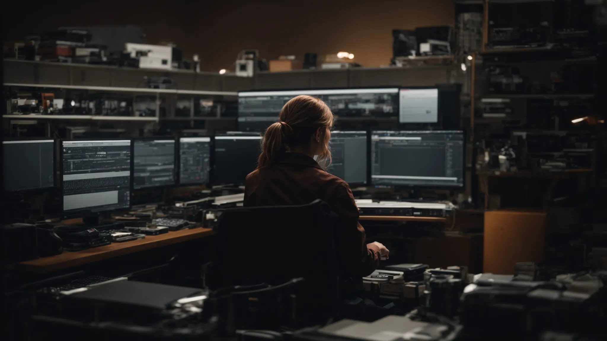 an editor transitions from splicing reels of film at a traditional editing bench to crafting scenes on a modern digital editing software interface.