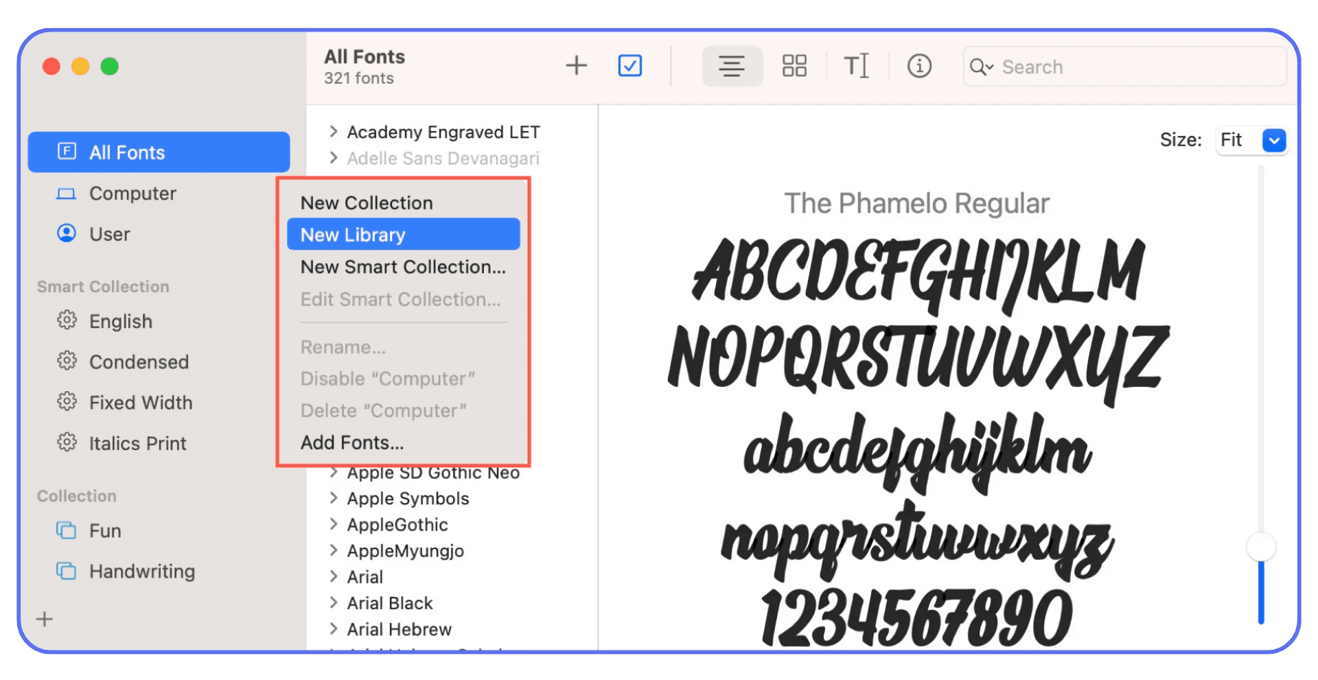 Installing fonts on macOS using the Font Book application