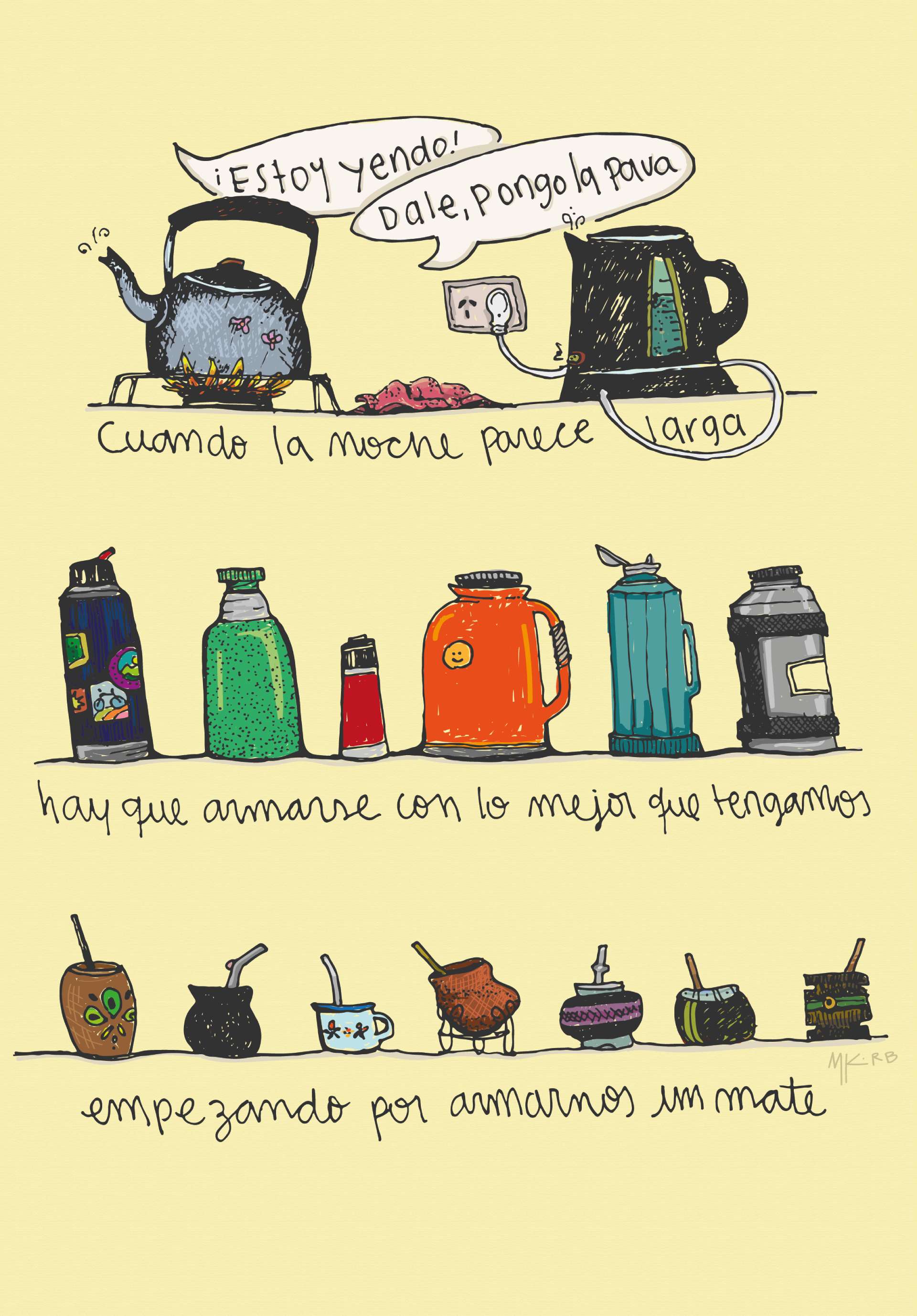 Una ilustracion de una hilera de mates de distintos colores