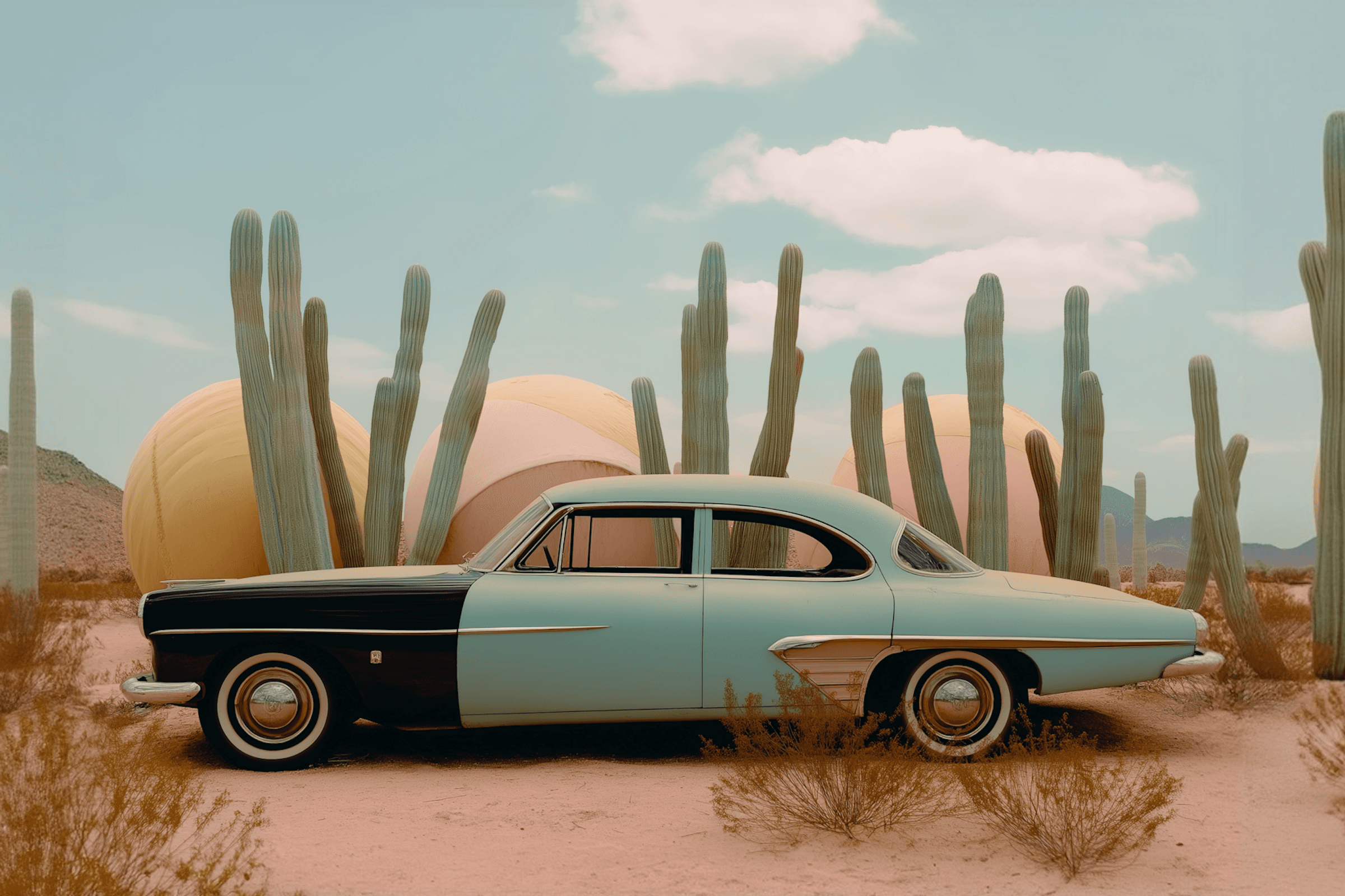 car among cactus