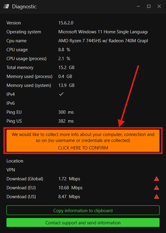 DeepChart Diagnostic Report window