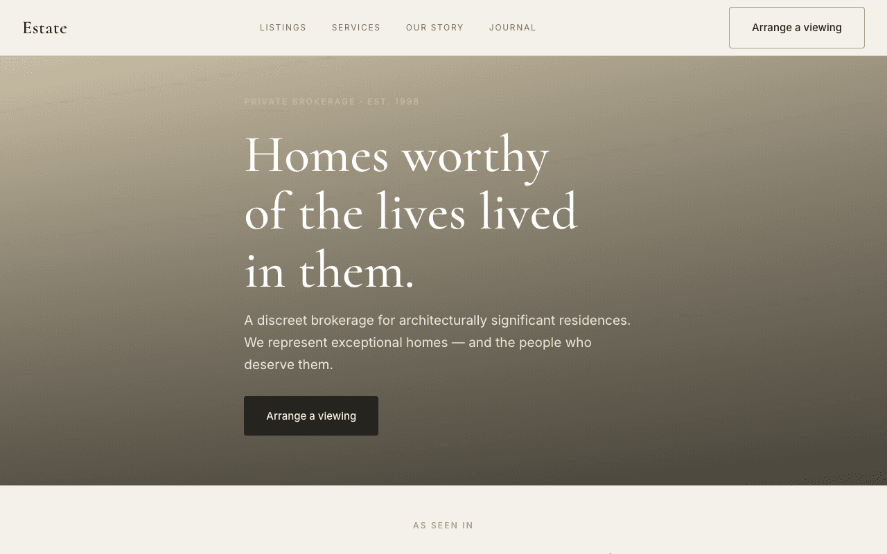 Estate landing page preview