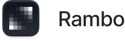 Rambo logo displaying a fierce soldier silhouette with bold lettering, set against a striking red backdrop.