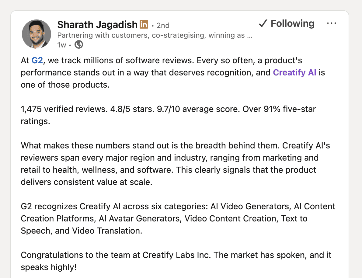 Sharath's post