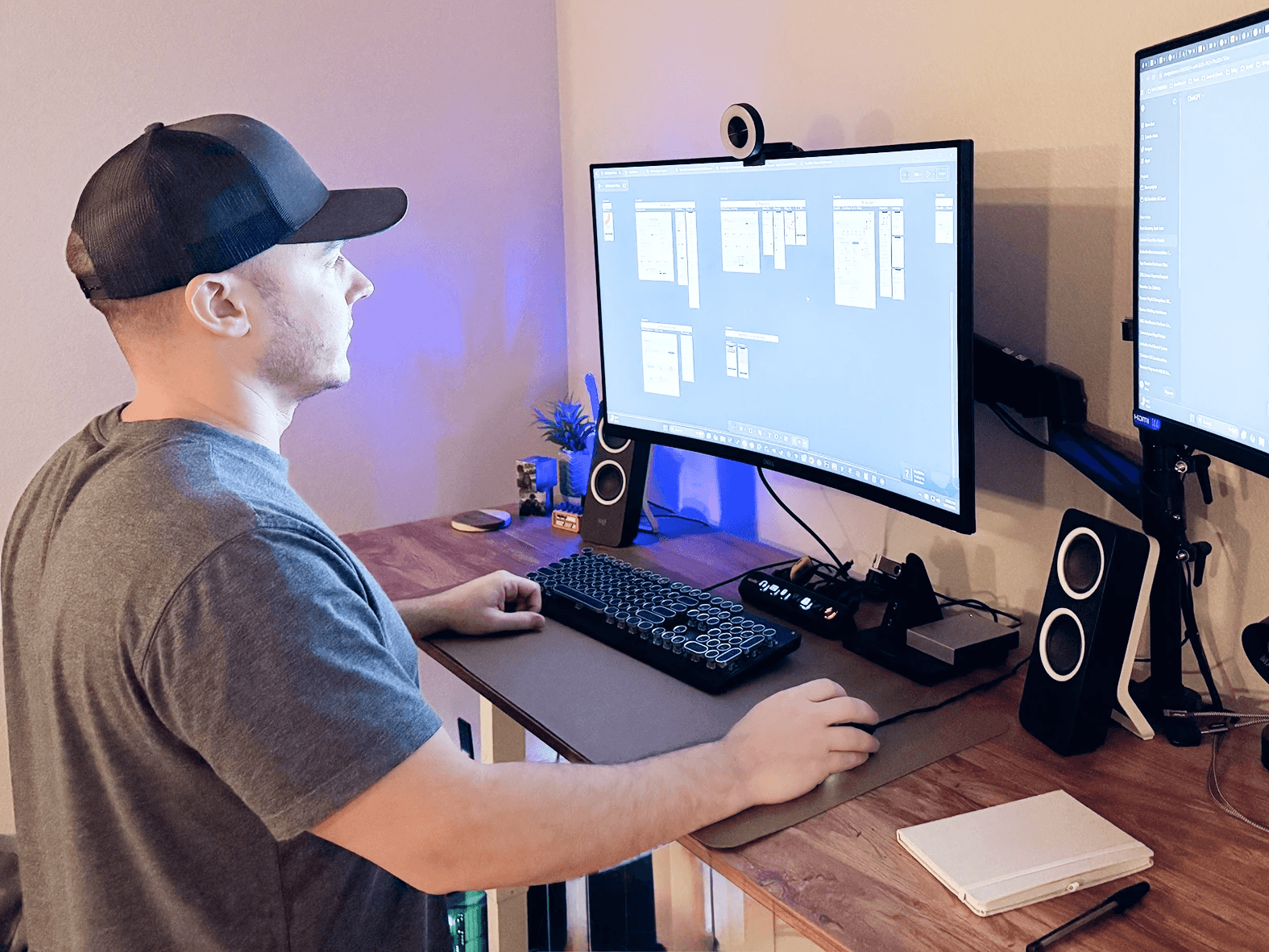 Matt doing design work at his desk