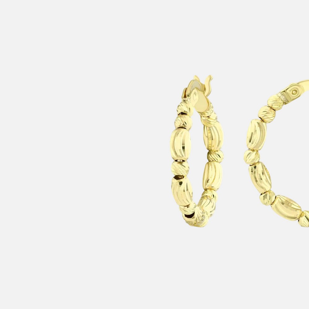 Zarif 14 Ayar Sarı Altın Burgu Desenli Halka Küpe