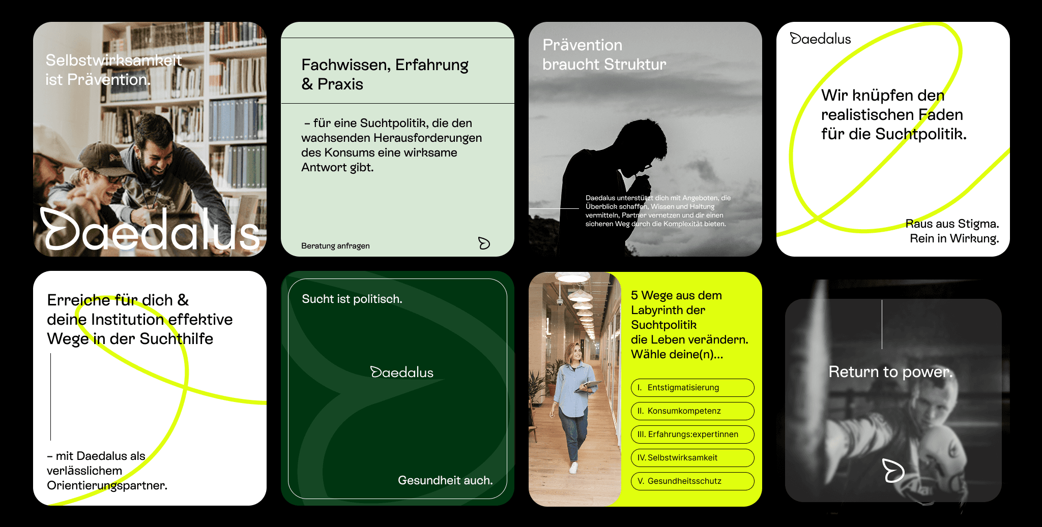 Anlage von acht Screendesigns für Instagramposts