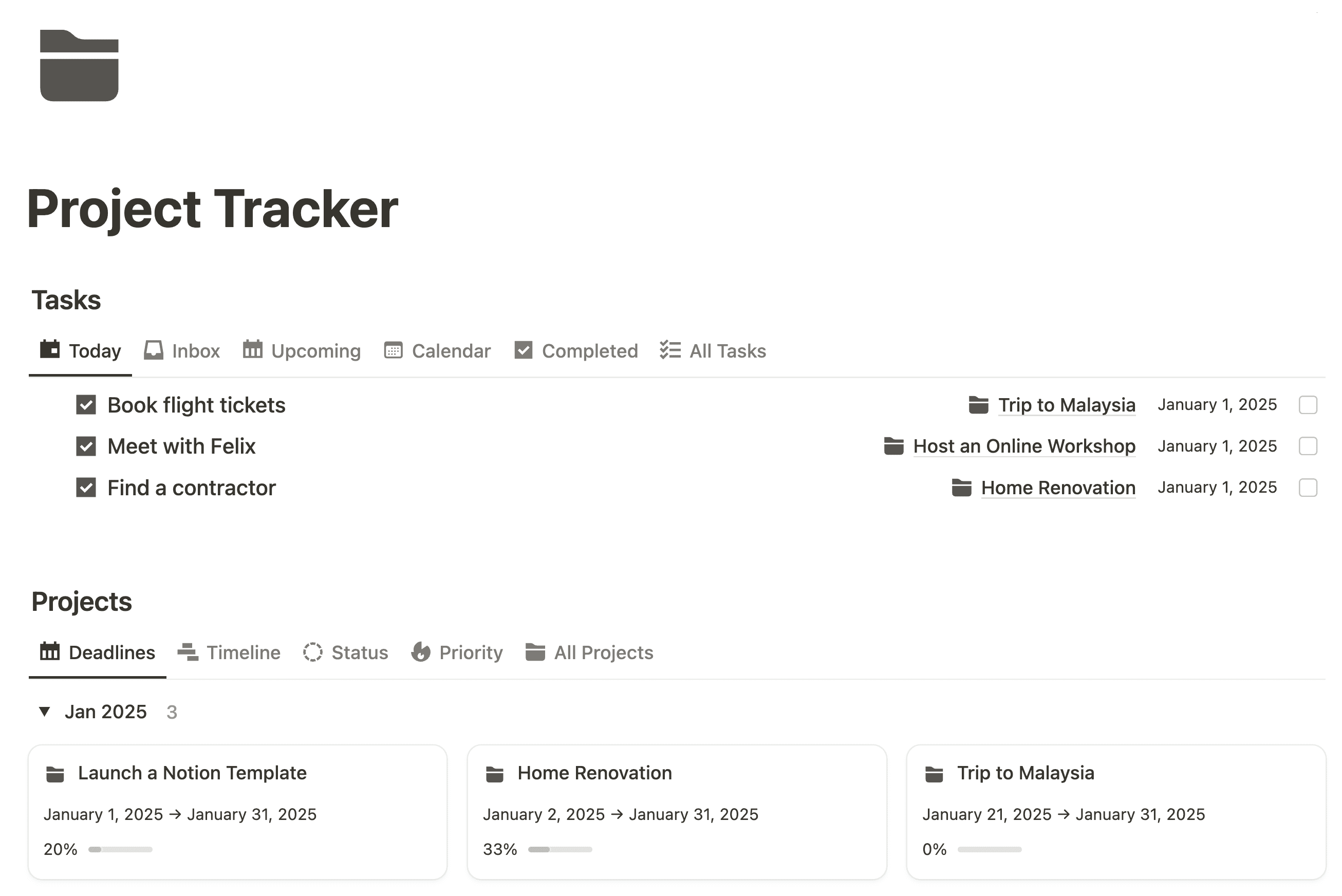 Project Tracker Notion Template