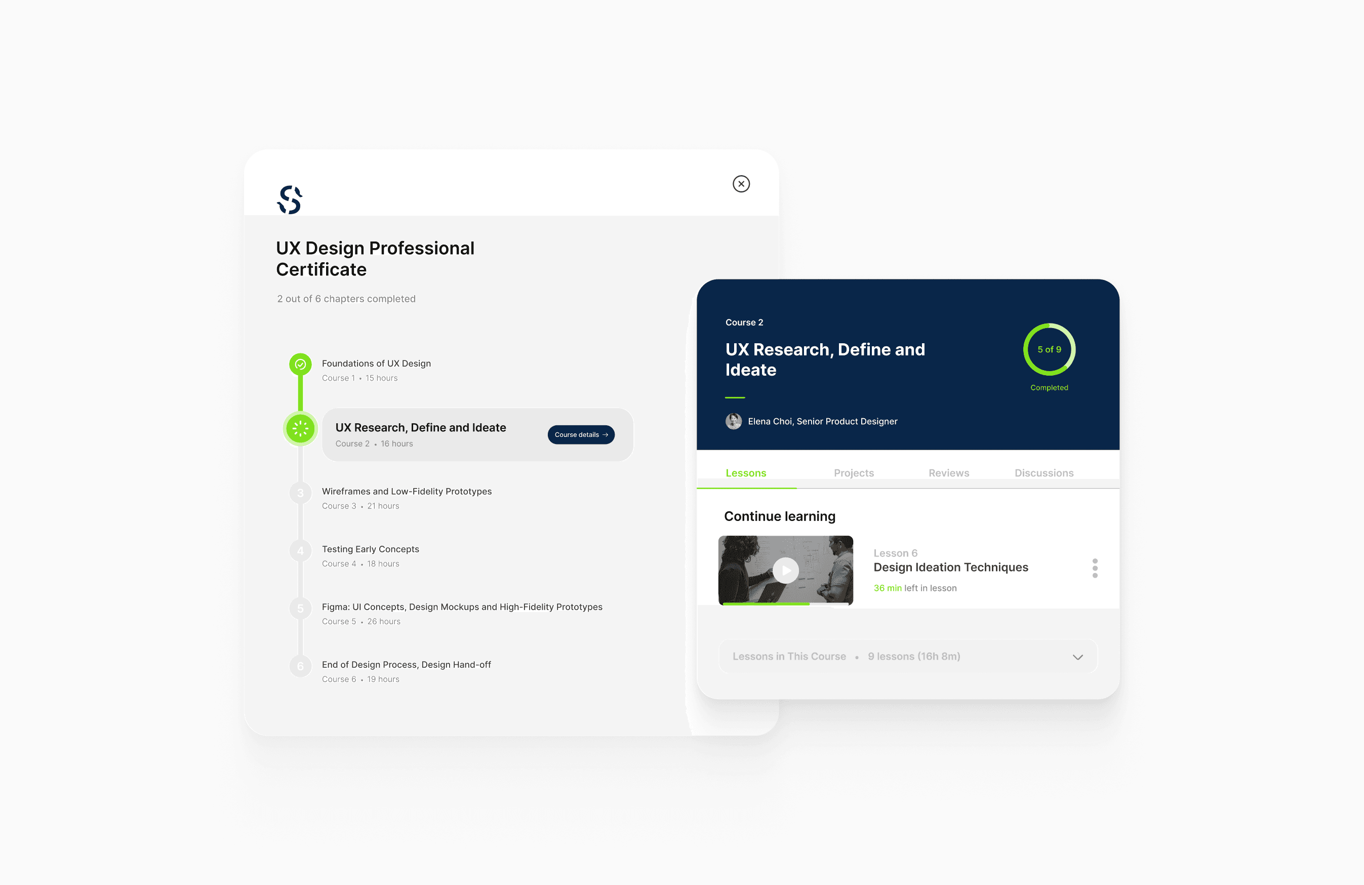 Check out this course overview design on Dribbble