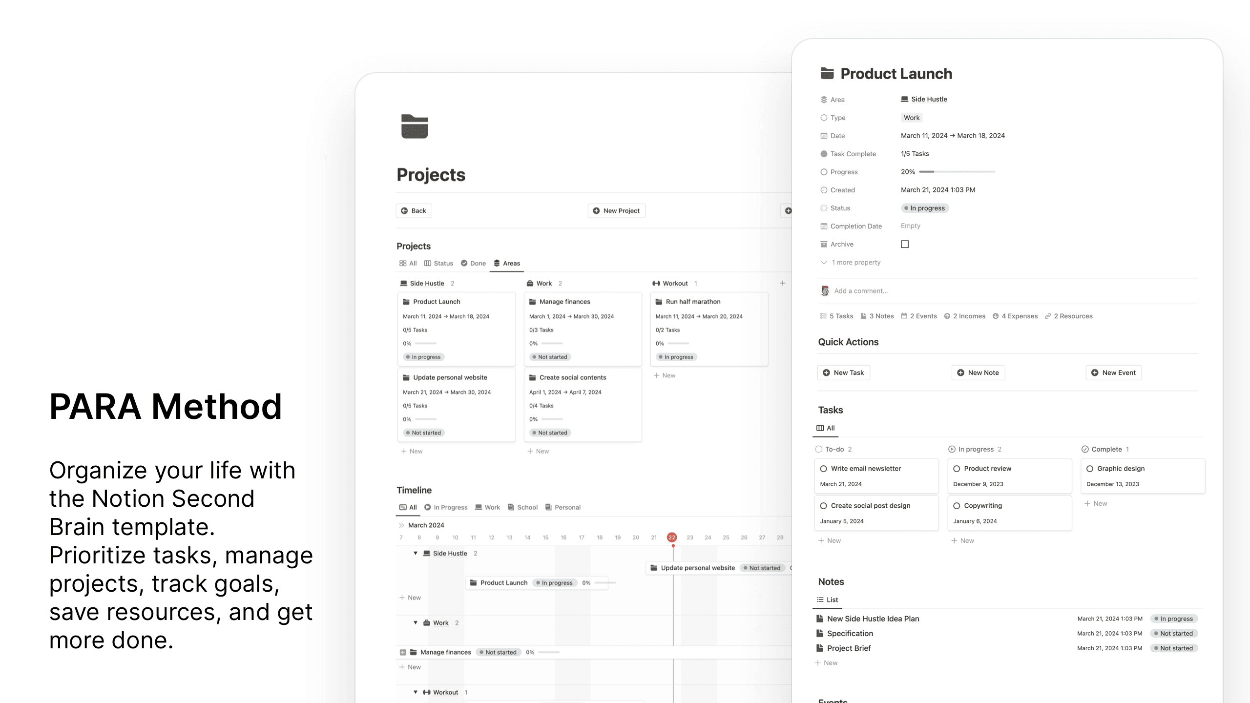 Best Notion Second Brain Template with PARA Method: Minimal and Aesthetic Themes for 2024