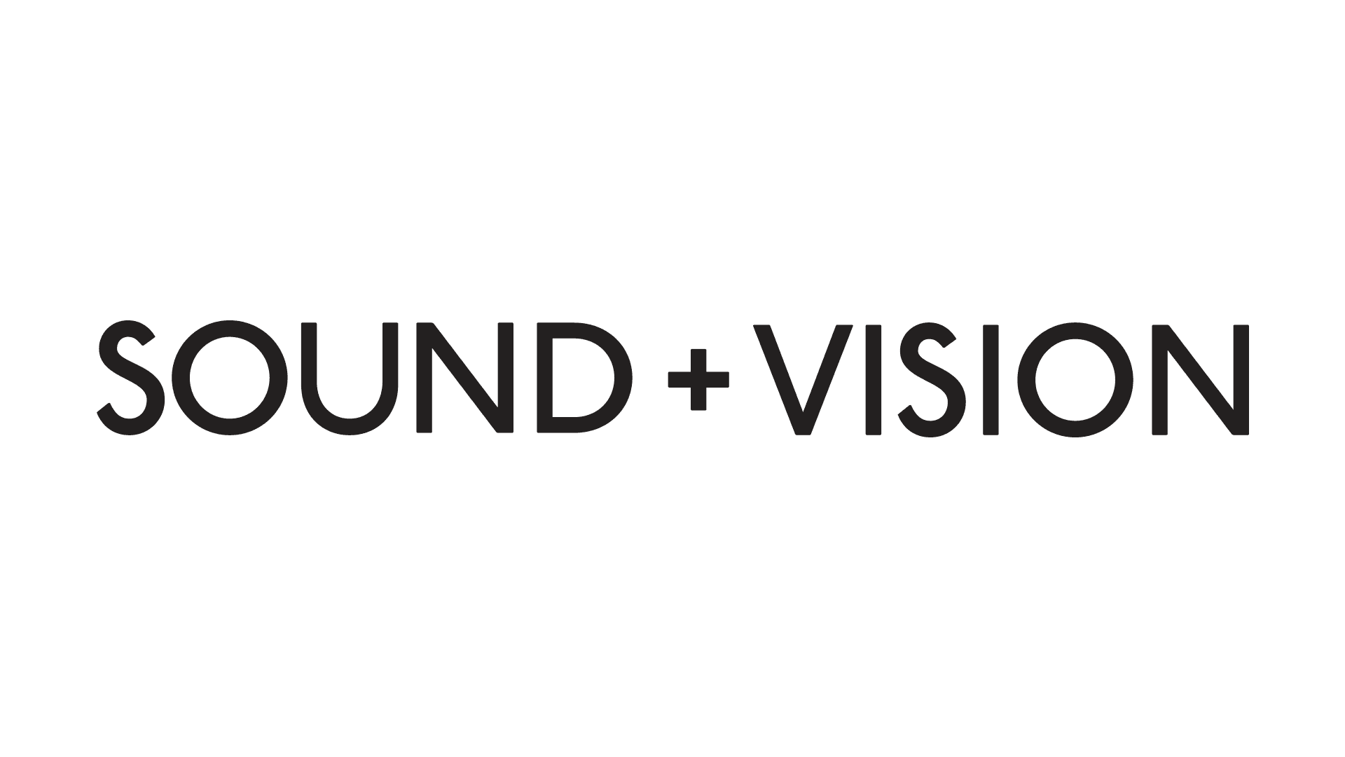 The image displays the text "SOUND + VISION" in bold, black, sans-serif font against a plain white background. The letters are centered and horizontally aligned.
