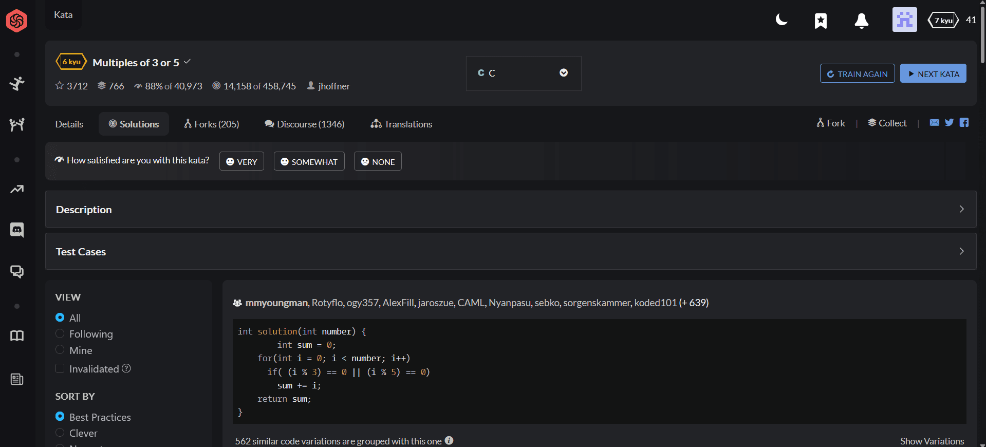 Image of CodeWars website, one of the references used in the FlowBuilder project