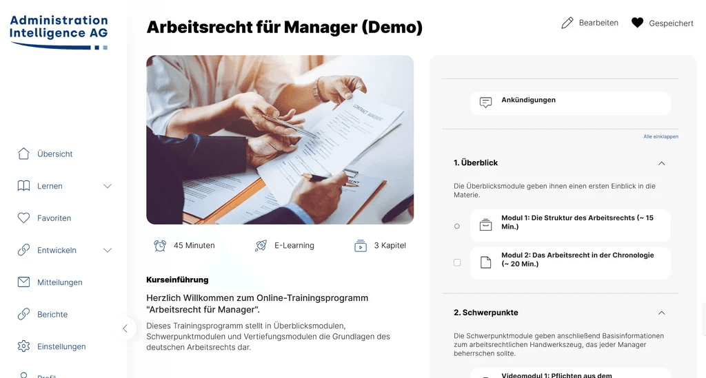 Bildauschnitt aus dem AI LERNPORTAL: Lerneinheit