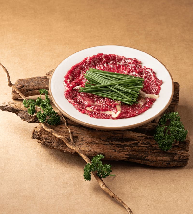 Fresh beef sliced plating restaurant photography by Lefty Studio