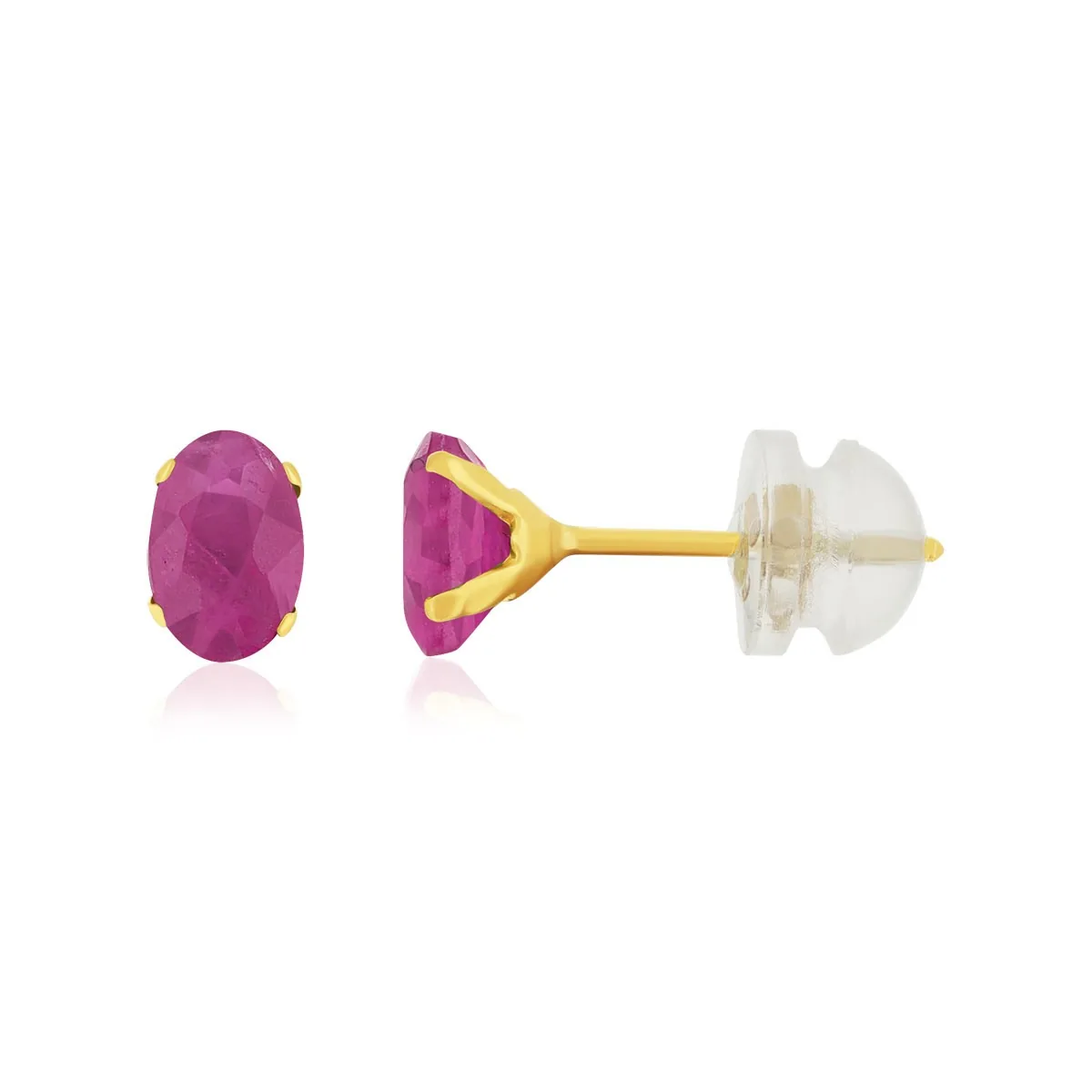 Boucles d'oreilles en or jaune 375 sertie de rubis
