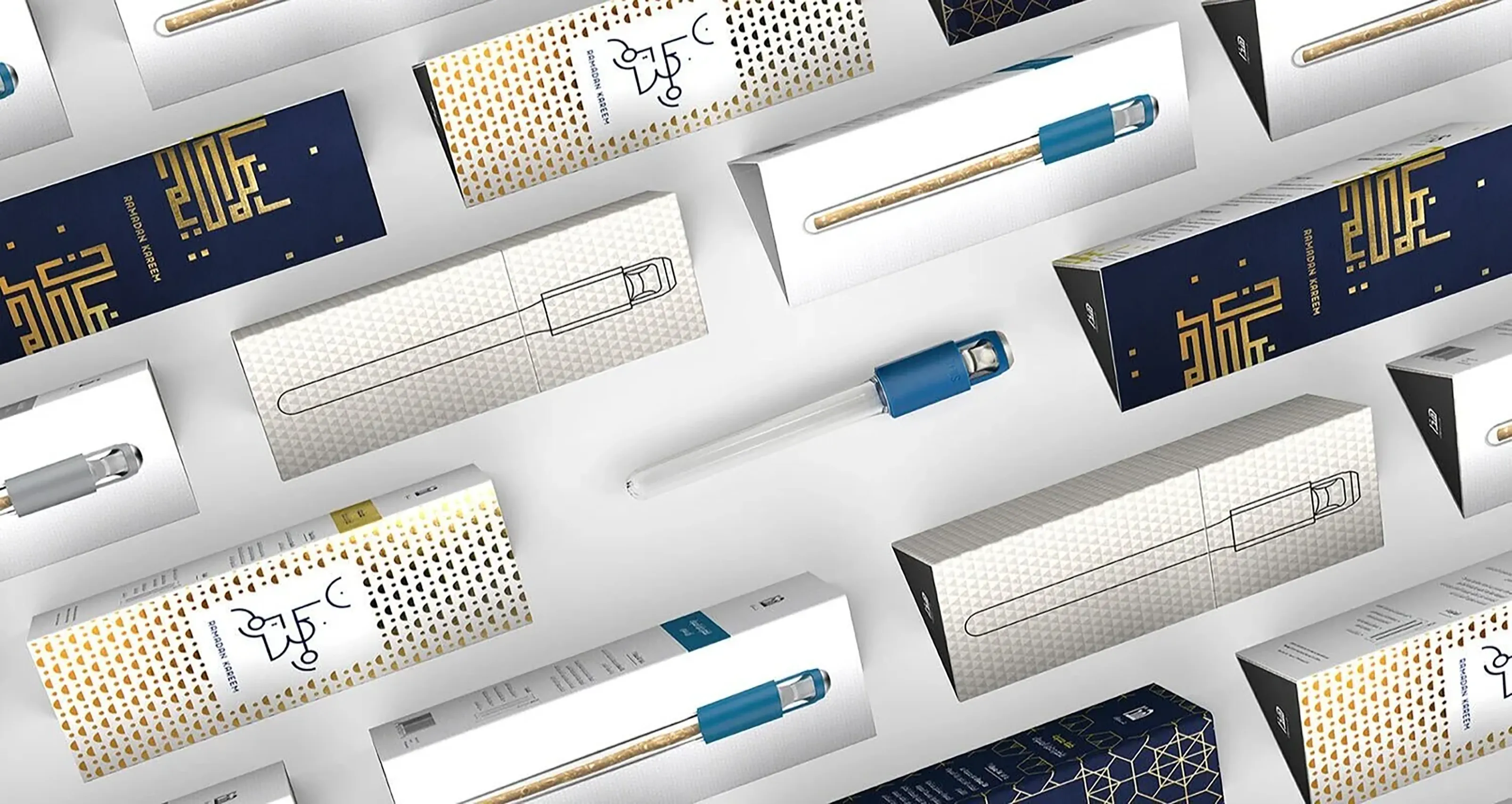 THIS toothbrush packaging boxes and blue toothbrushes arranged on a white background