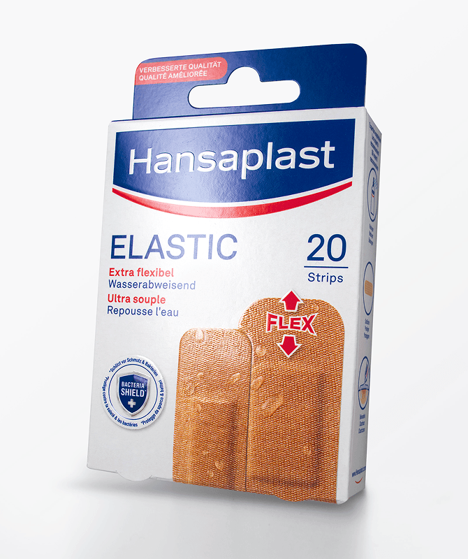 Packshot des neuen Verpackungsdesigns für Hansaplast – Markenrelaunch mit klarer Produktdarstellung und nachhaltiger Designsprache von Design for Human Nature in Hamburg.