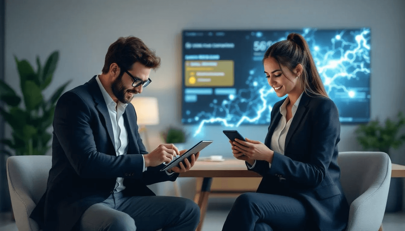 The image depicts two individuals engaged in a transaction, exchanging lightning payments through connected payment channels on the lightning network. This illustrates the concept of faster and cheaper transactions compared to traditional on-chain bitcoin transactions, highlighting the efficiency of off-chain transactions within the bitcoin ecosystem.