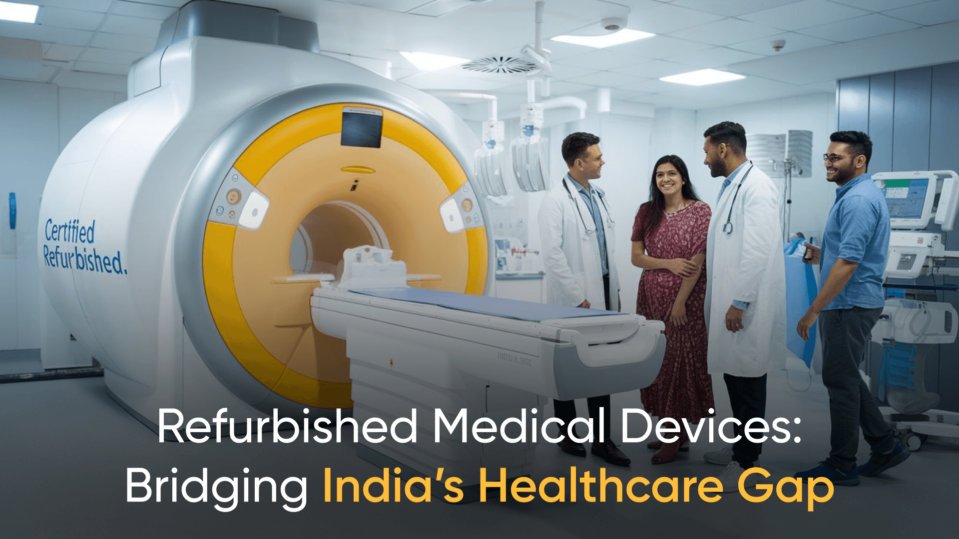 Doctors discussing certified refurbished MRI machine in India to bridge healthcare gaps