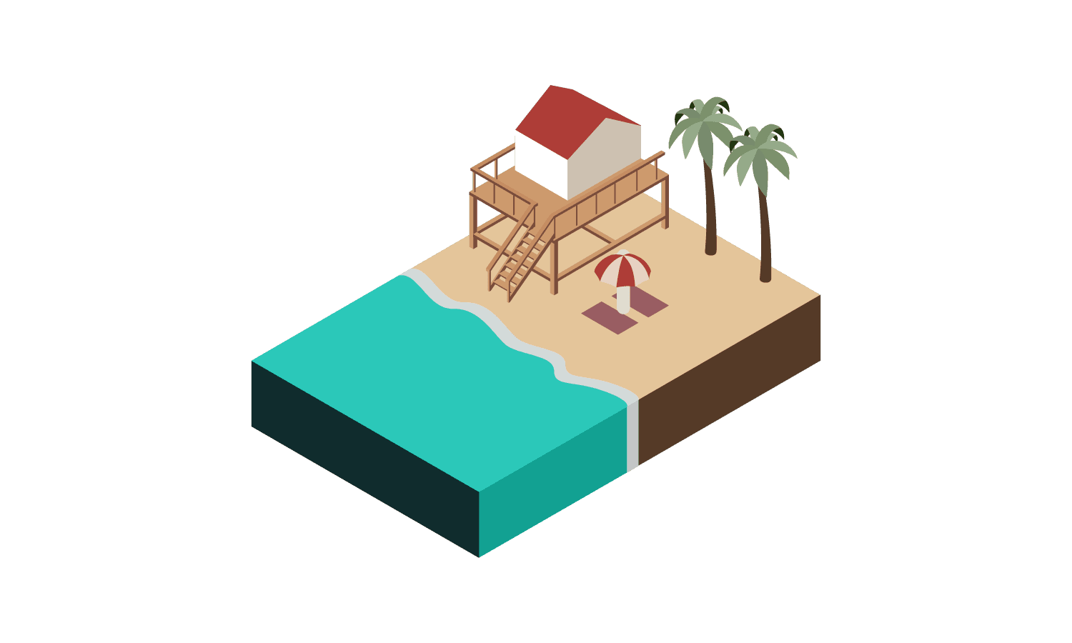 Drawing of a vacation property on a beach