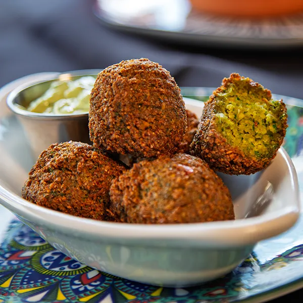 Falafel with Mediterranean dips at Cafe Izmir