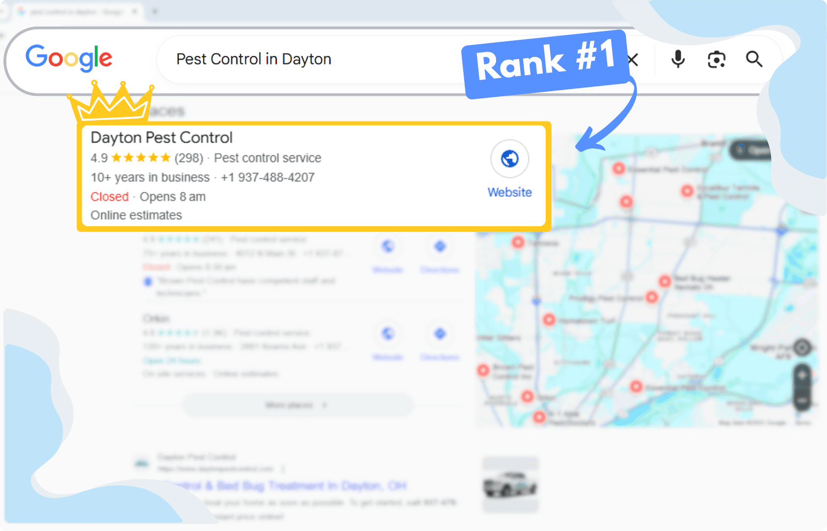 An image of google search showing the ranking