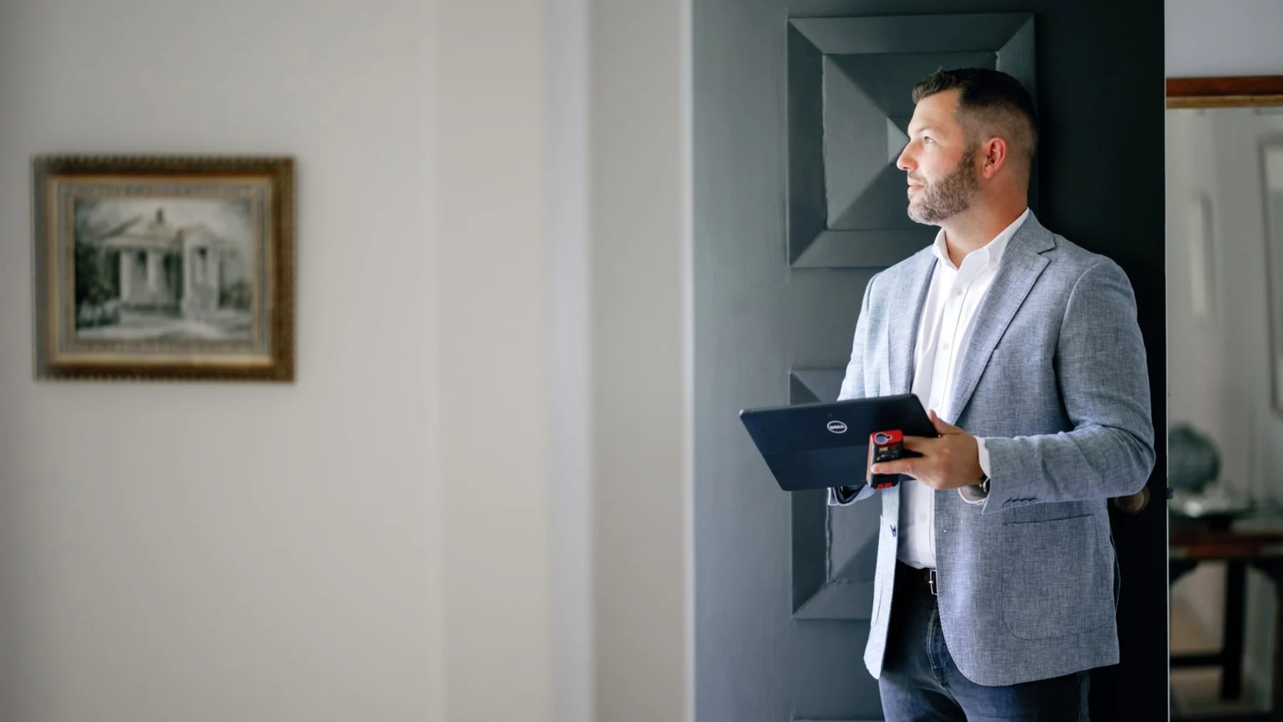 Blake Lieschke, founder of Validated Property Group, in the office