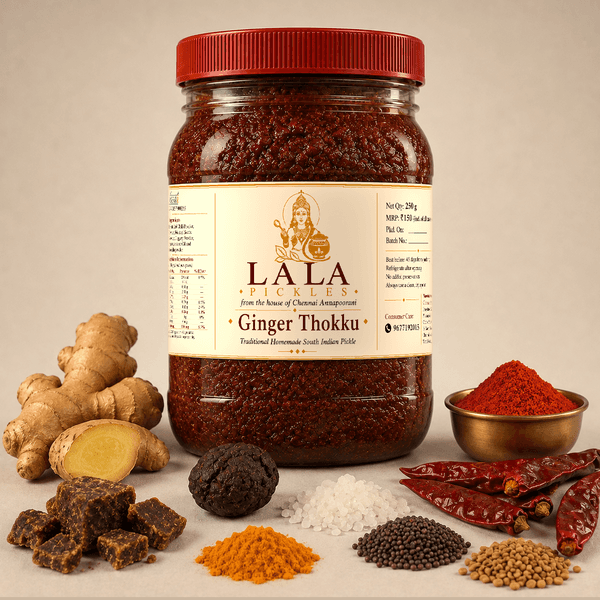 LALA Ginger Thokku in a 250 g jar