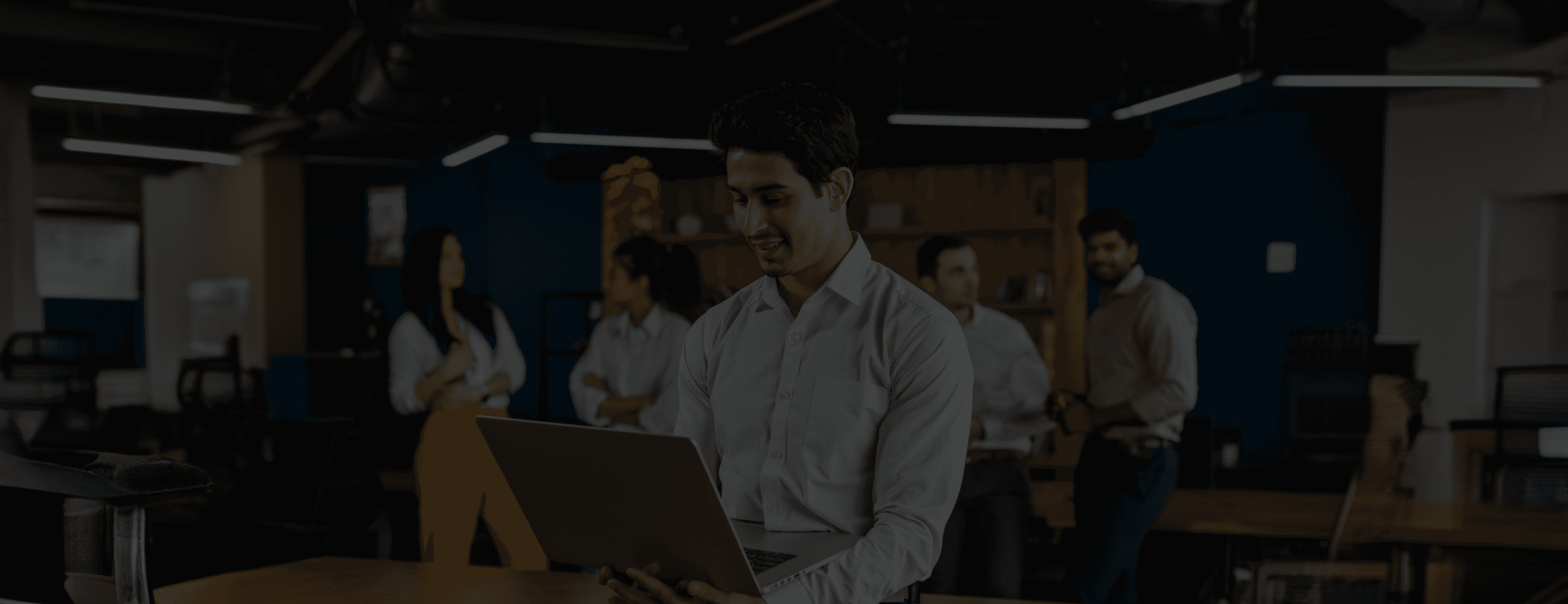 Businessmen working on laptop